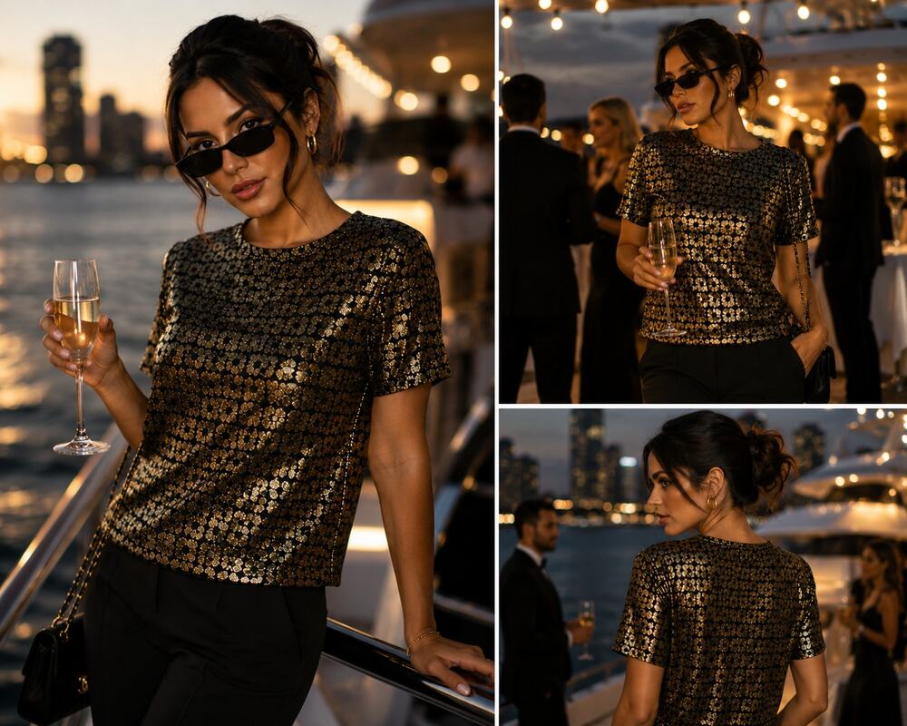 Equipment Femme Riley Tee Silk Gold Floral XS NWT